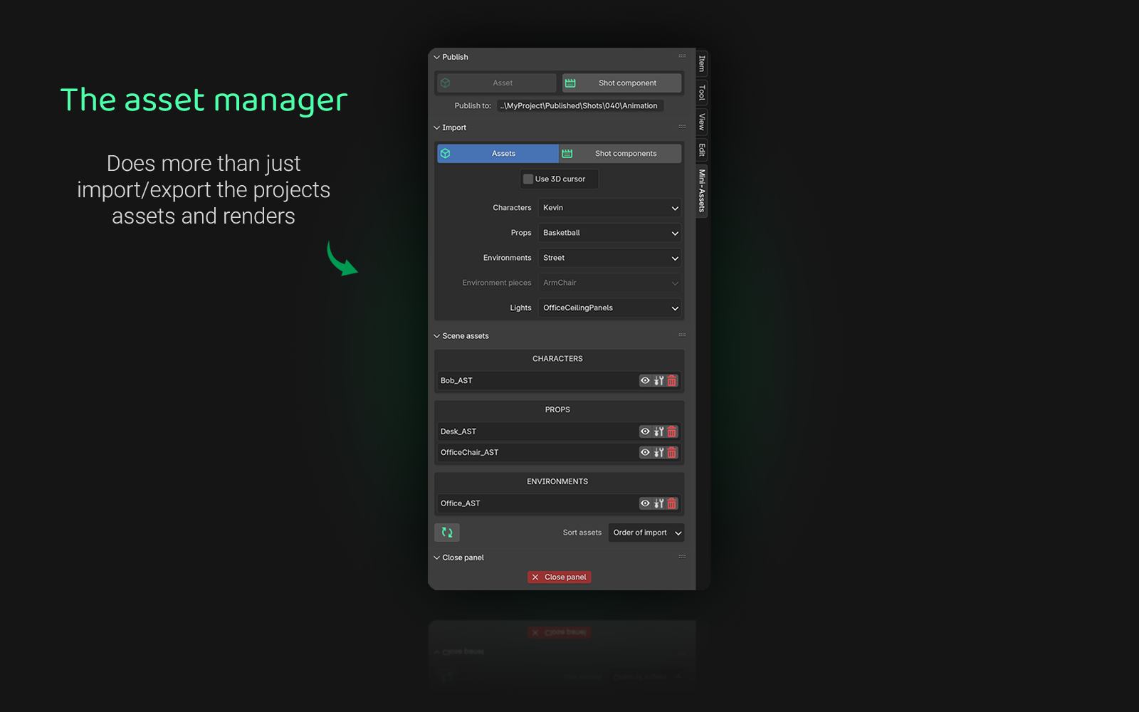 Assets panel screenshot