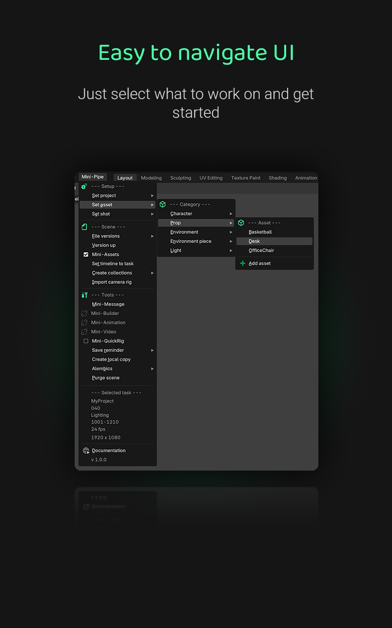 Menu screenshot